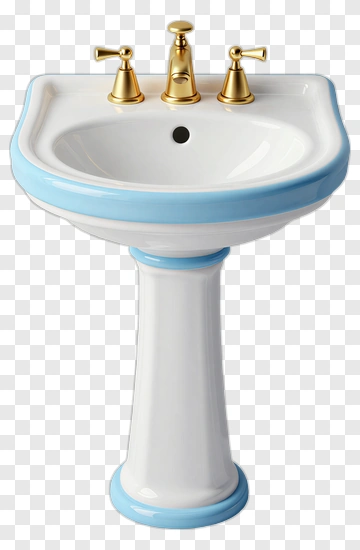 White Bathroom Sink With Gold Faucets PNG