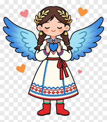 Cartoon Angel Holding A Heart PNG