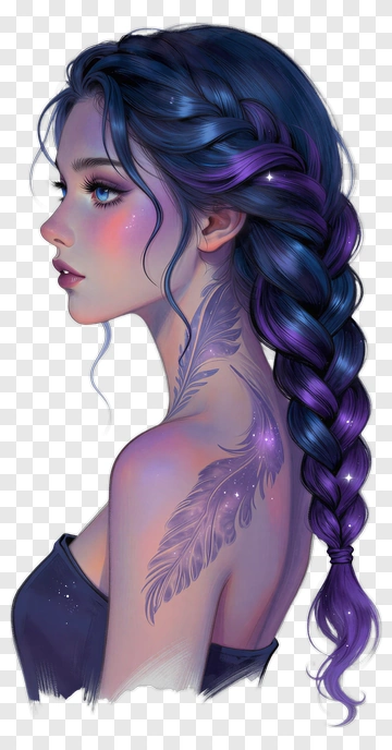 Portrait Of A Young Woman With Braided Hair PNG