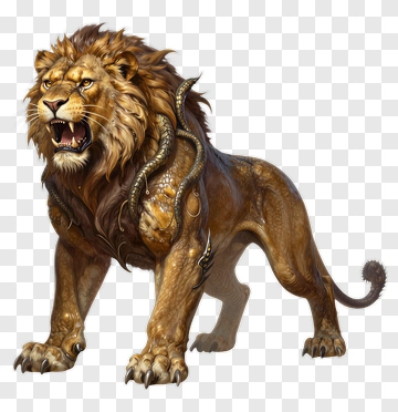 Mythical Lion With Serpent PNG