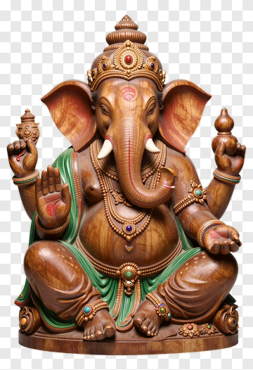 Wooden Ganesh Statue PNG
