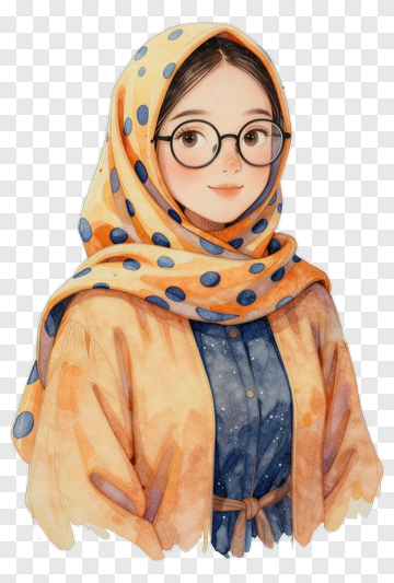 Young Woman In A Polka Dot Scarf PNG