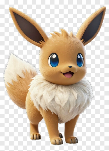 Eevee Character With Fluffy Tail And Ears PNG