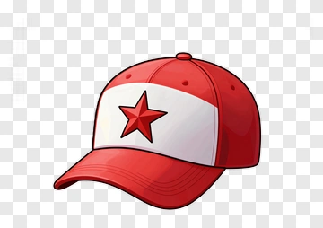Red Baseball Cap With Star Design PNG