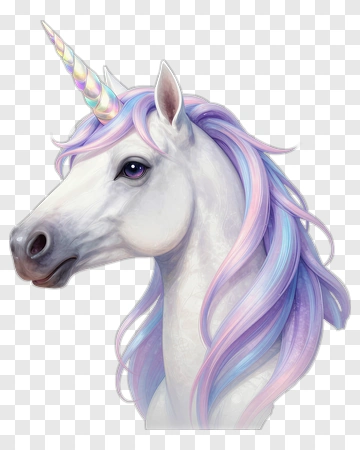 Unicorn Head With Colorful Mane PNG