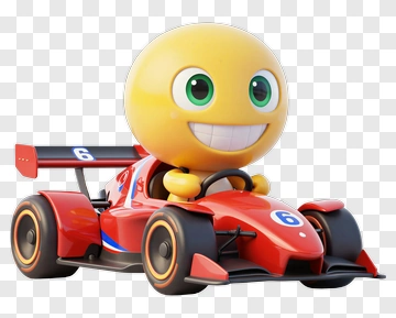 Cartoon Character Driving A Red Race Car PNG