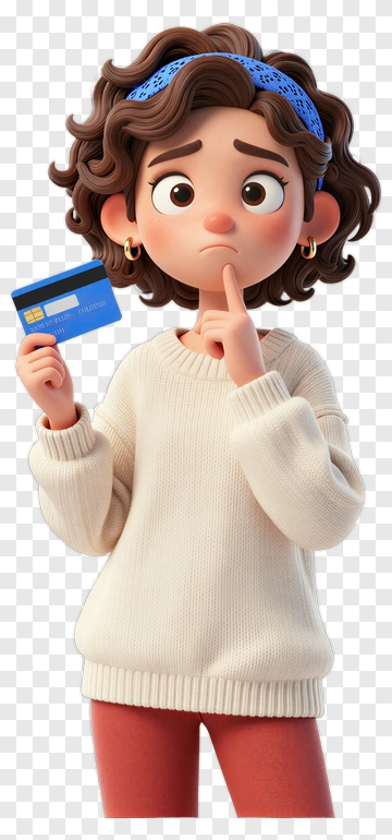 Cartoon Girl Holding A Credit Card PNG