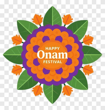 Happy Onam Festival Floral Design PNG