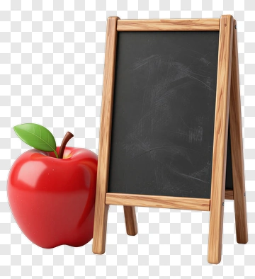 Blackboard With Red Apple PNG