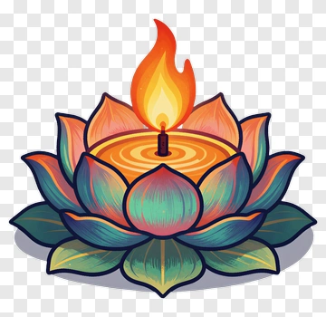 Colorful Lotus Candle PNG