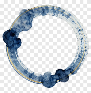 Watercolor Circle Frame With Blue Accents PNG