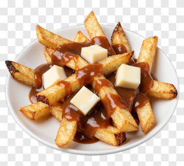 Plate Of Poutine With Gravy And Cheese Curds PNG