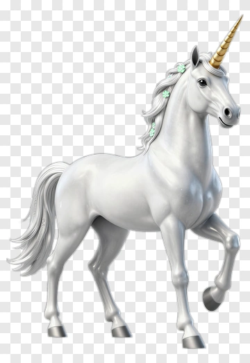 3D Unicorn With Flowers PNG