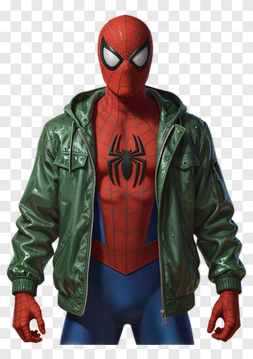 Spider-Man Wearing A Green Jacket PNG