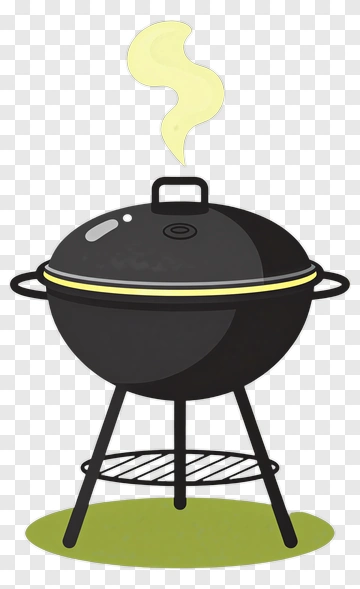 Black Barbecue Grill With Smoke PNG
