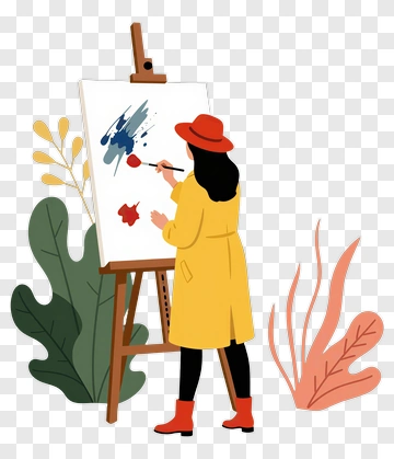 Artist Painting On Canvas PNG