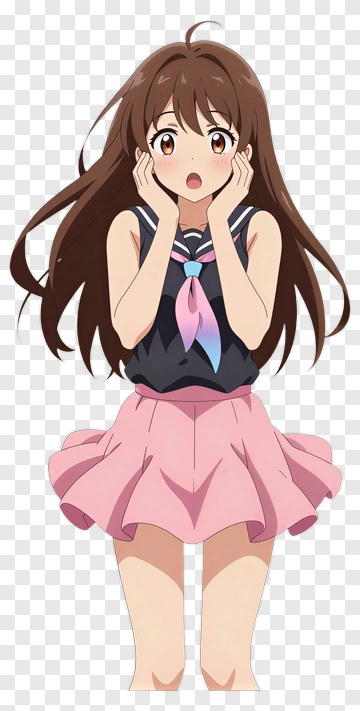Surprised Girl In A Pink Skirt PNG