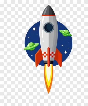 Rocket Launching Into Space With Planets PNG