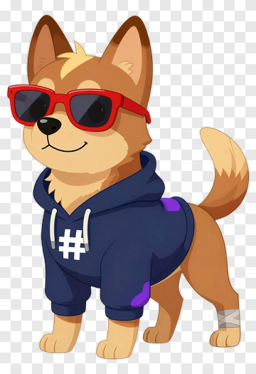Cartoon Dog Wearing Sunglasses And Hoodie PNG