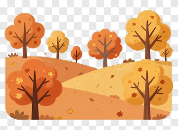 Colorful Autumn Landscape With Trees PNG