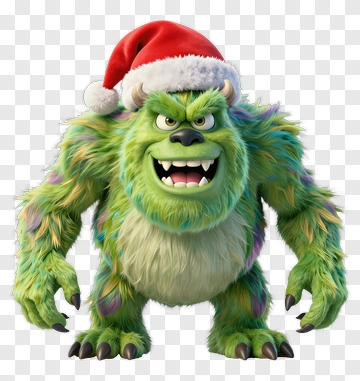 Cartoon Monster Wearing A Santa Hat PNG
