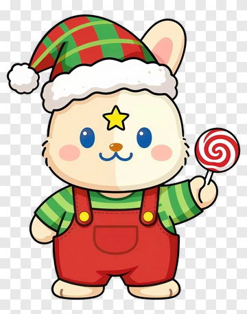 Cartoon Bunny Holding A Lollipop PNG