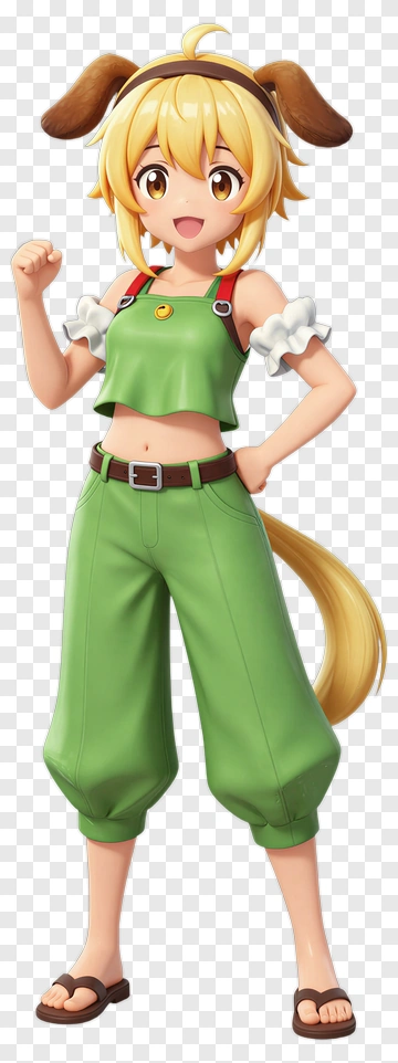 3D Dog Girl Character In Green Outfit PNG