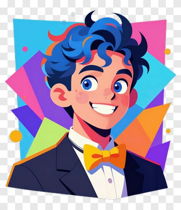 Cartoon Boy In A Suit With A Bow Tie PNG