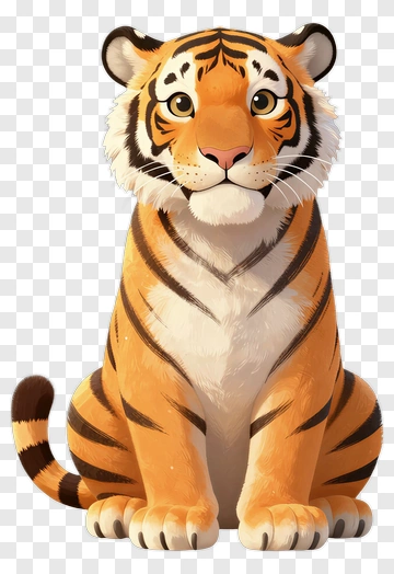 Cartoon Tiger Sitting PNG