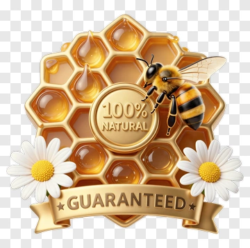 Honeycomb Badge With Bee And Flowers PNG