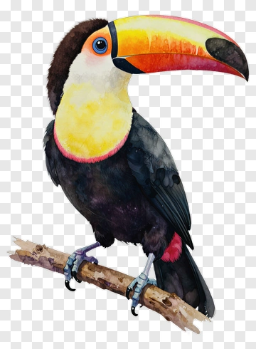 Colorful Toucan Perched On A Branch PNG