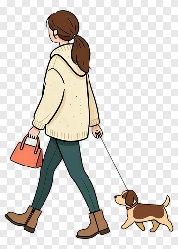 Woman Walking A Dog PNG