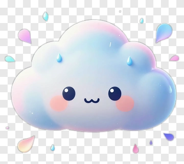 Cute Cartoon Cloud With Raindrops PNG