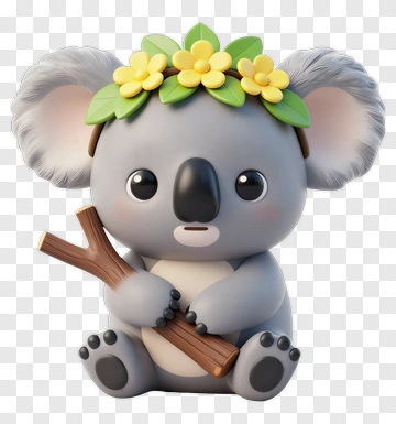Cartoon Koala Holding A Stick PNG