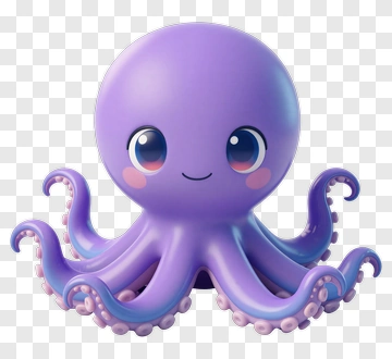 Cute Purple Octopus PNG