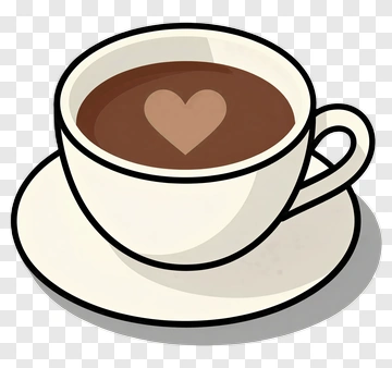 Cartoon Coffee Cup With Heart Design PNG