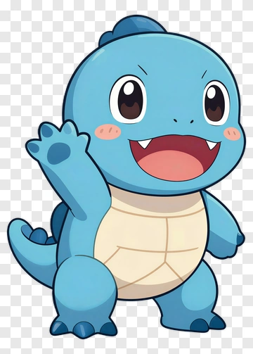 Cartoon Squirtle Waving Hello PNG