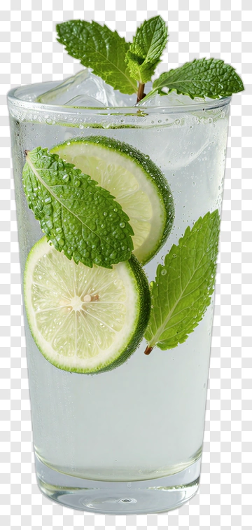 Refreshing Glass Of Lime Mint Drink PNG