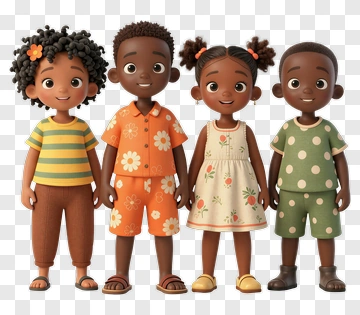 Happy Cartoon Children Group PNG