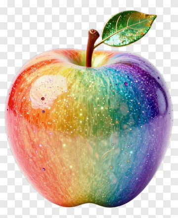 Colorful Apple With Glittering Surface PNG