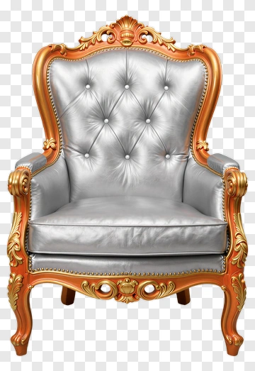 Ornate Silver Armchair PNG