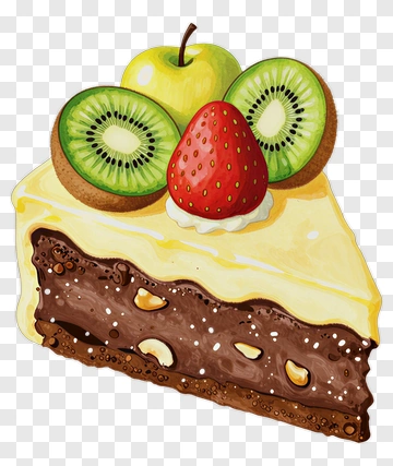 Colorful Cake Slice With Fruits PNG