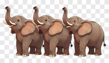 Cartoon Elephants Standing In A Row PNG