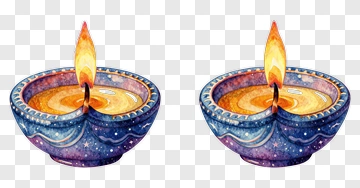 Colorful Diwali Oil Lamps PNG