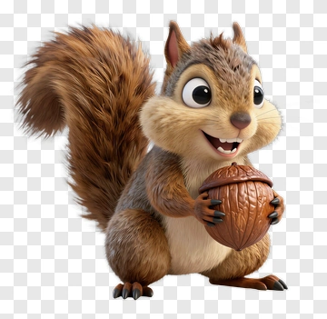 Cartoon Squirrel Holding An Acorn PNG