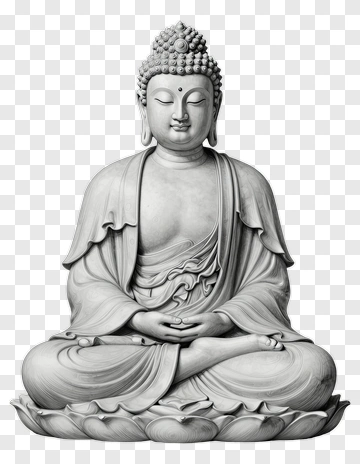 Sitting Buddha Statue In Meditation Pose PNG
