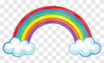 Colorful Rainbow With Clouds PNG