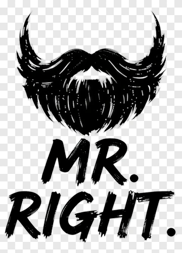 Mr. Right Beard Design PNG