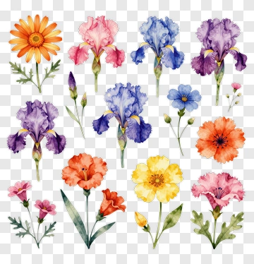 Colorful Floral Arrangement With Various Flowers PNG