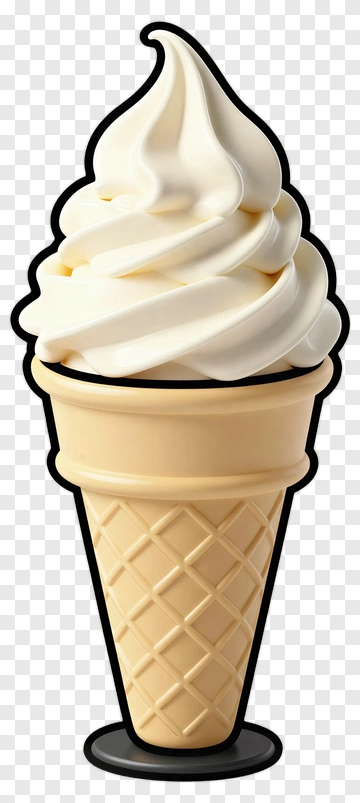 Ice Cream Cone With Swirled Vanilla Soft Serve PNG